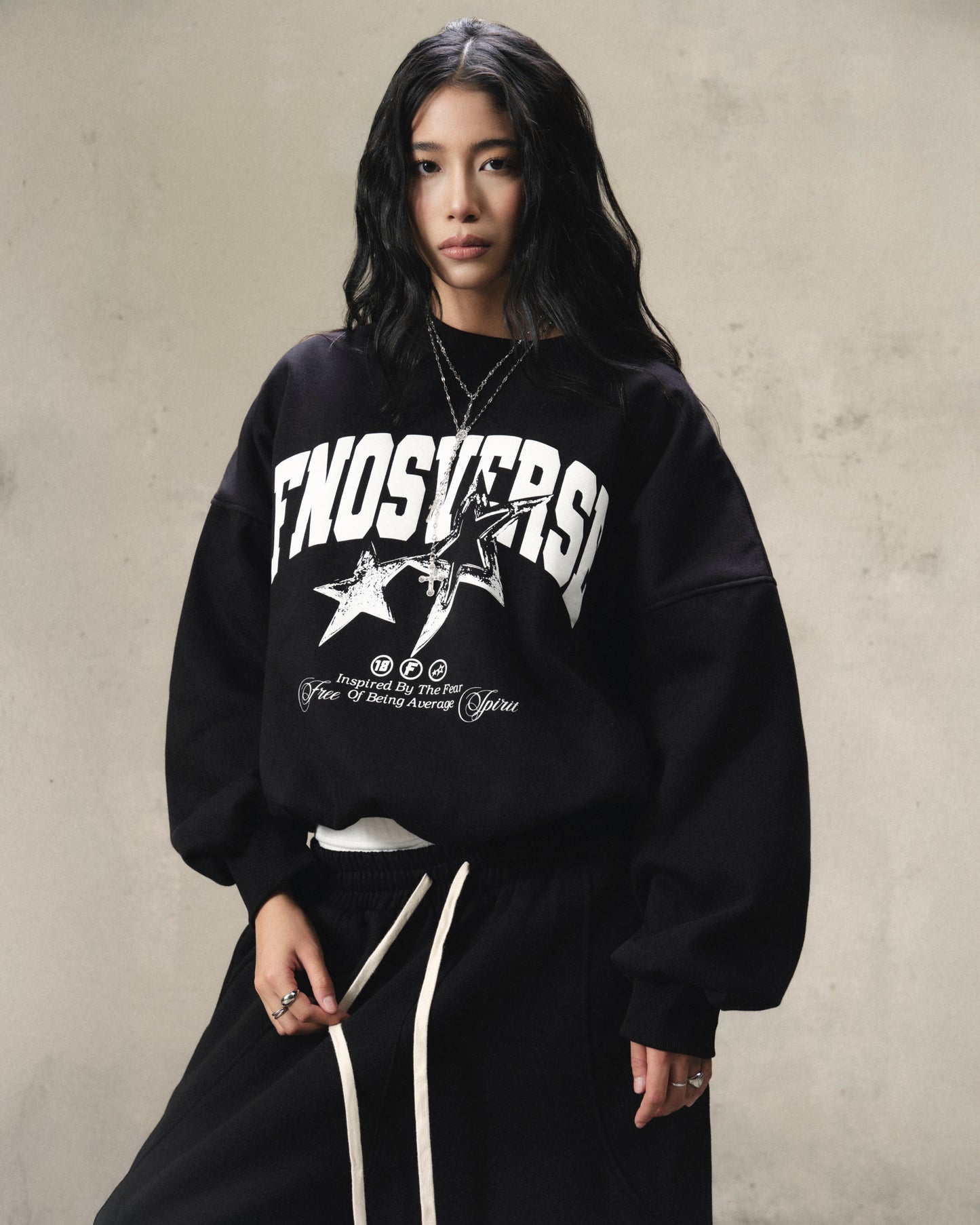 SW15 - FNOS "AVERAGE" SWEATER - BLACK
