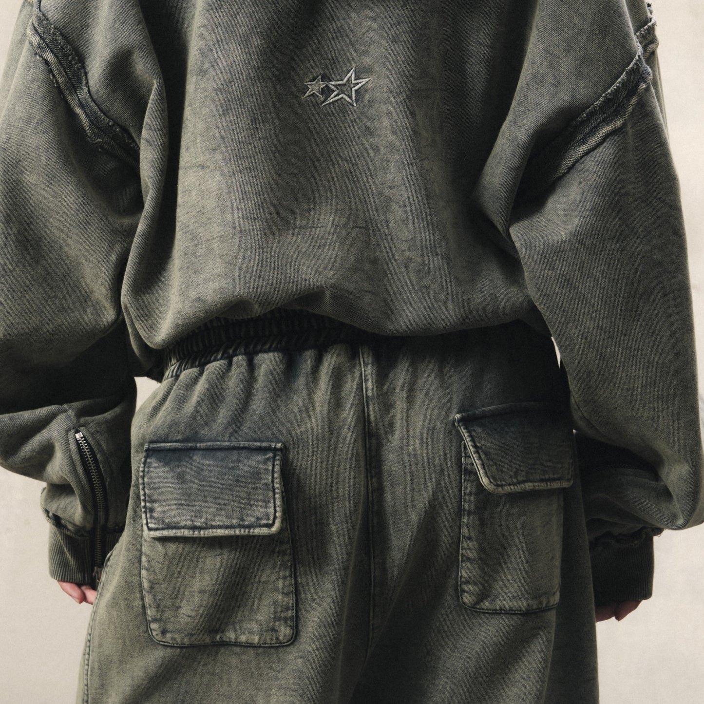 JGW4 - FNOS RÉVOLTE WASHED PANTS - WASHED OLIVE