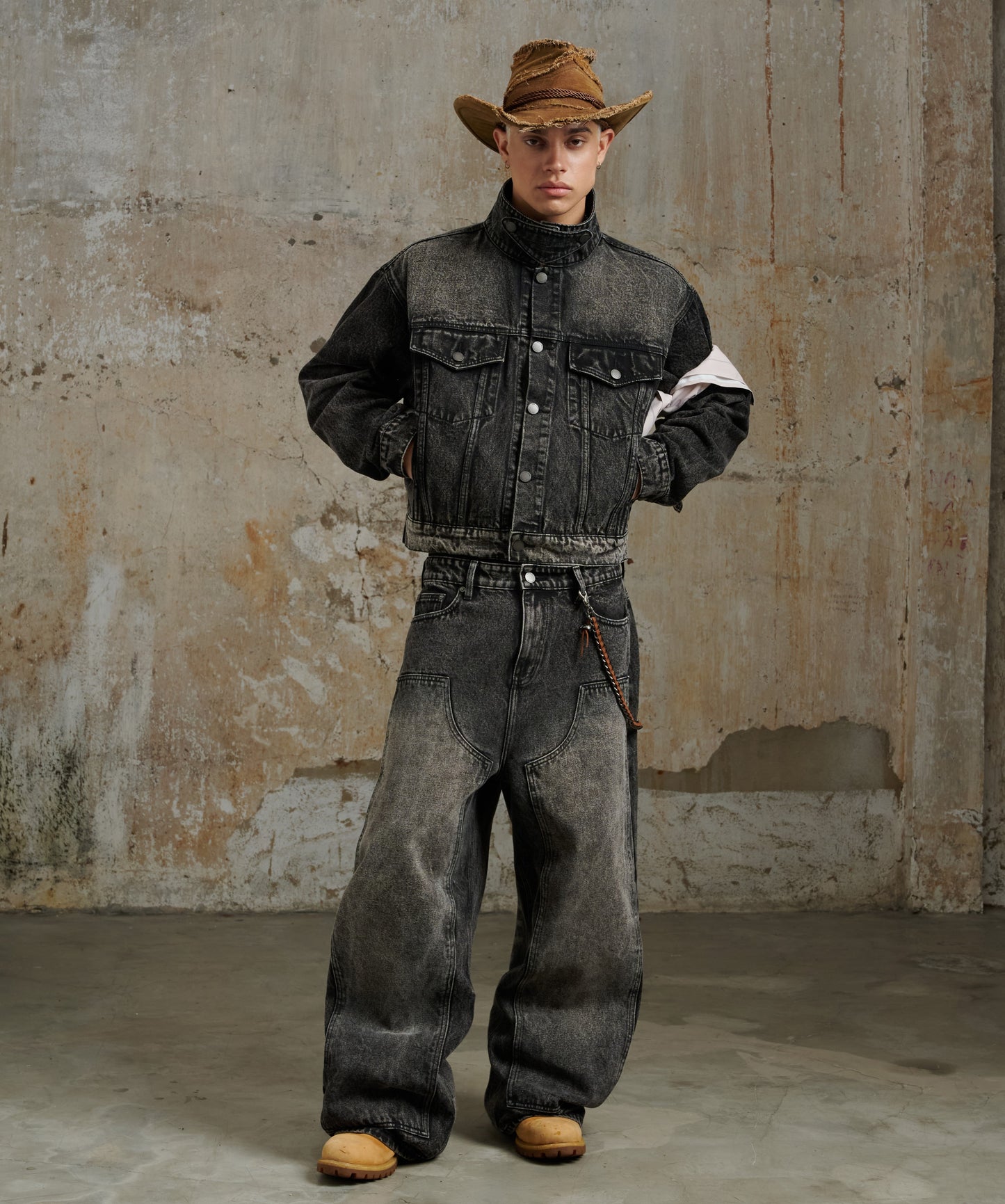 JKD3 - "FNOS VERSE" DENIM JACKET WASHED - BLACK