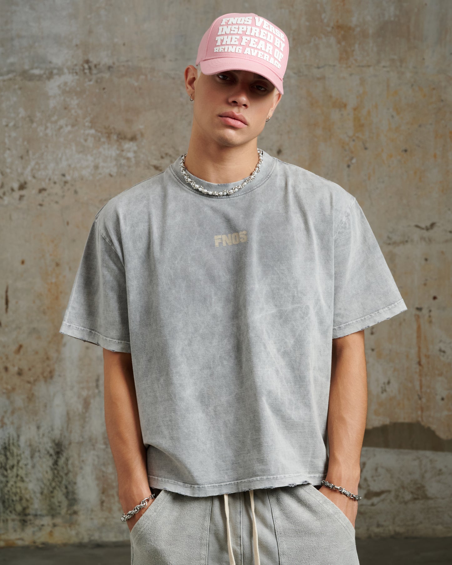 TSW14 - "FNOS" WASHED BOXY TEE - GREY