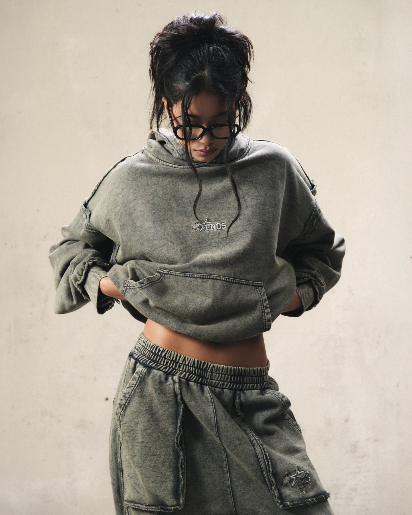 HDW2 - FNOS RÉVOLTE WASHED HOODIE - WASHED OLIVE