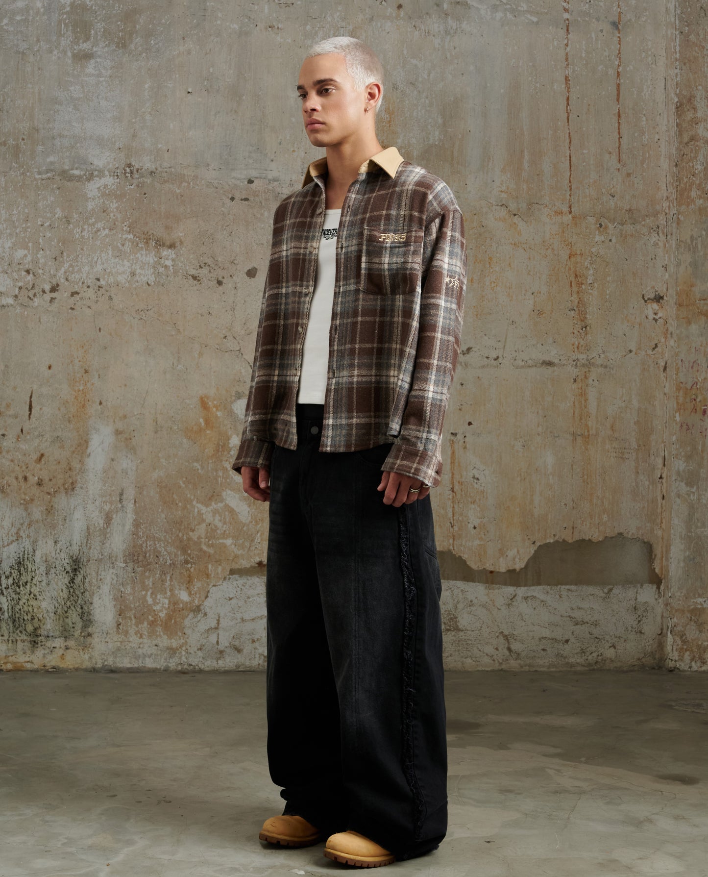 SH6 - "FNOS" FLANNEL CHECKED SHIRT - BROWN