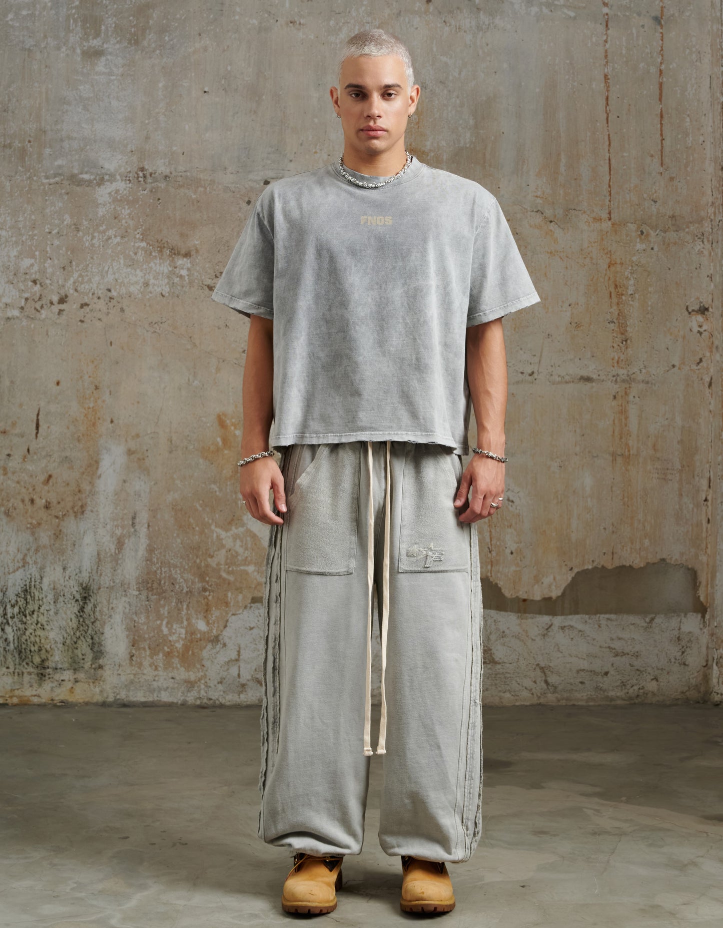TSW14 - "FNOS" WASHED BOXY TEE - GREY