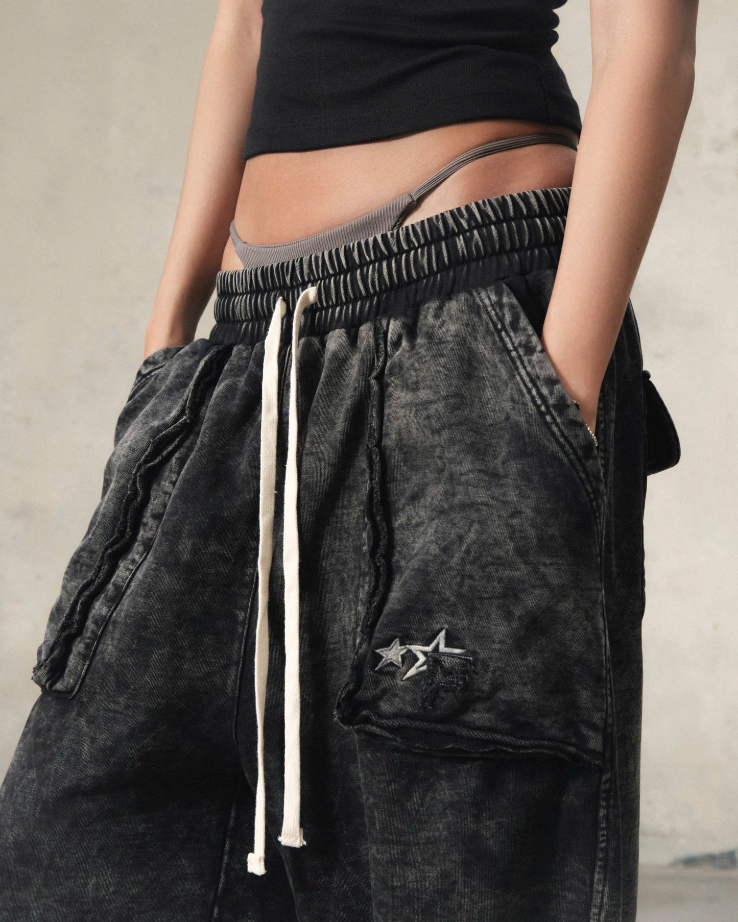 JGW3 - FNOS RÉVOLTE WASHED PANTS - WASHED BLACK