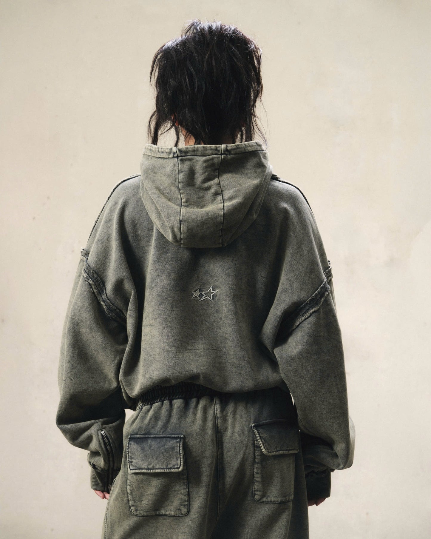 HDW2 - FNOS RÉVOLTE WASHED HOODIE - WASHED OLIVE