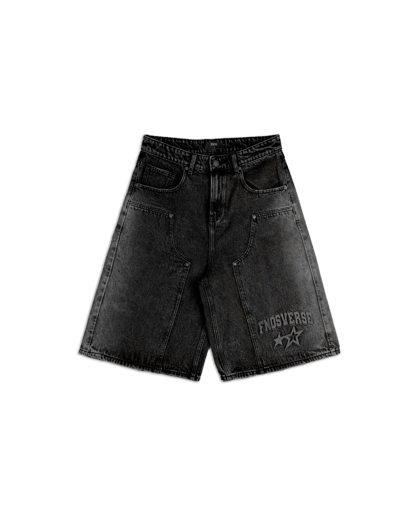 BSJ4- "FNOSVERSE" BAGGY JORTS WASH - BLACK