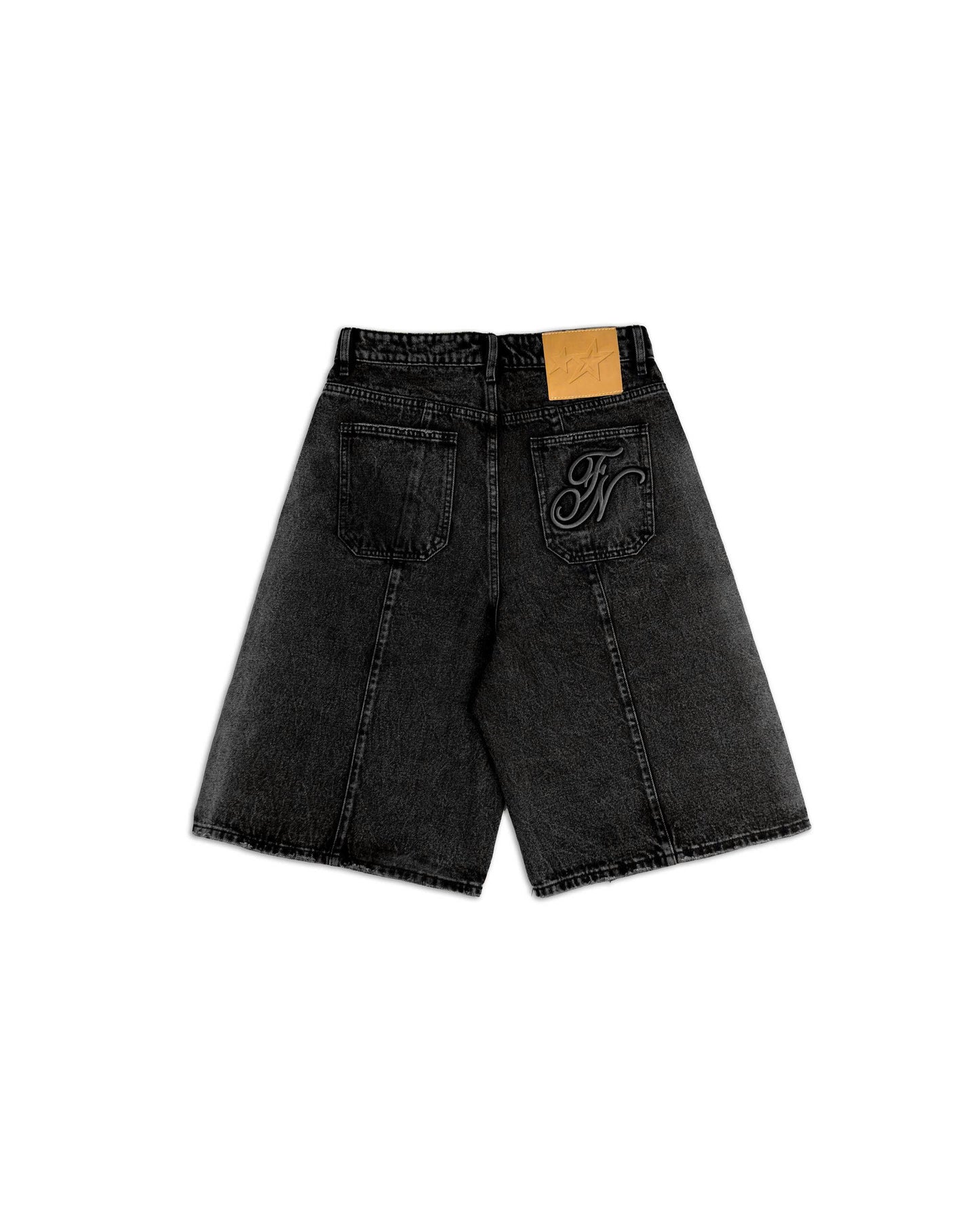 BSJ4- "FNOSVERSE" BAGGY JORTS WASH - BLACK