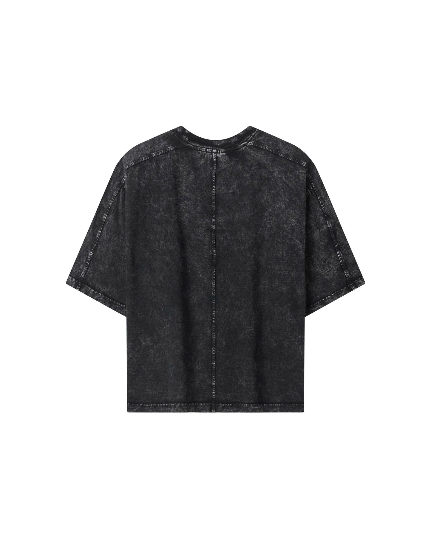 TWG36 - WASHED BOXY TEE WITH PRINTS AND PATTERNS - BLACK