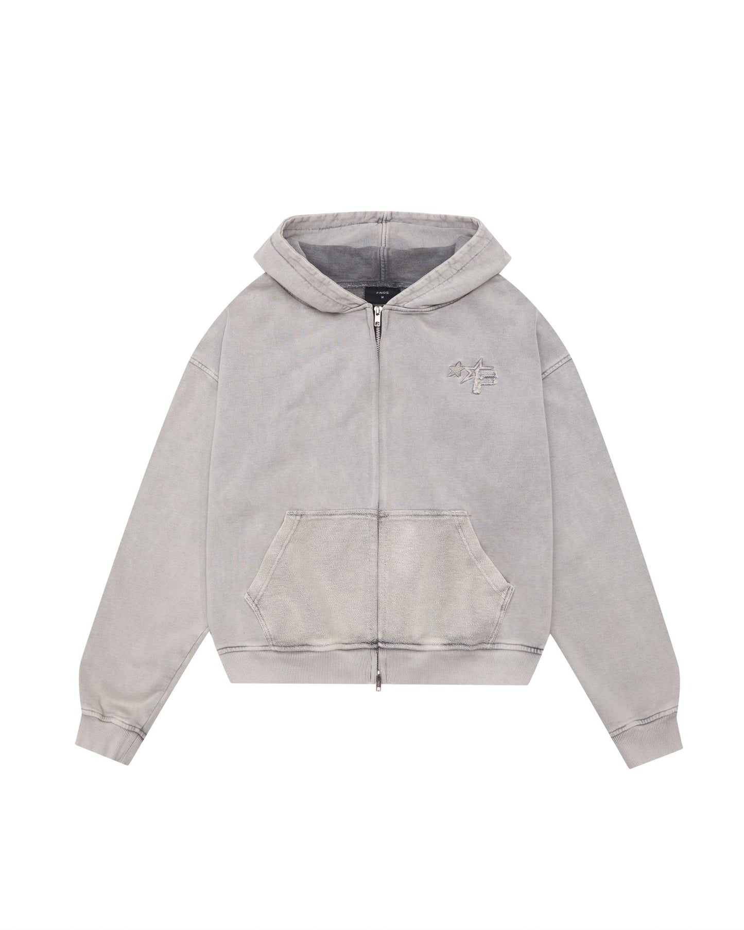 HDW4 - "FNOS" WASHED FLAG PRINTED HOODIE - GREY