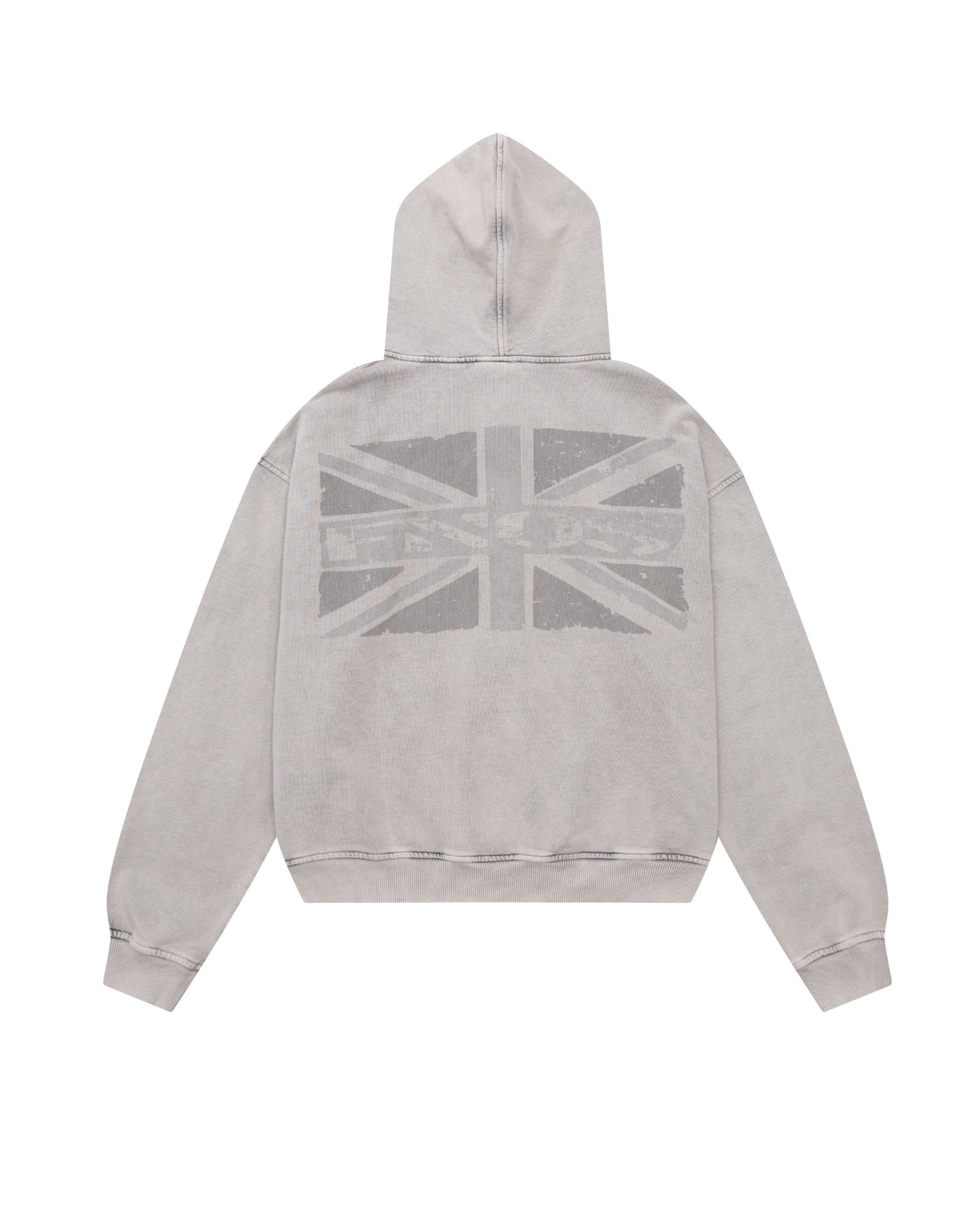 HDW4 - "FNOS" WASHED FLAG PRINTED HOODIE - GREY