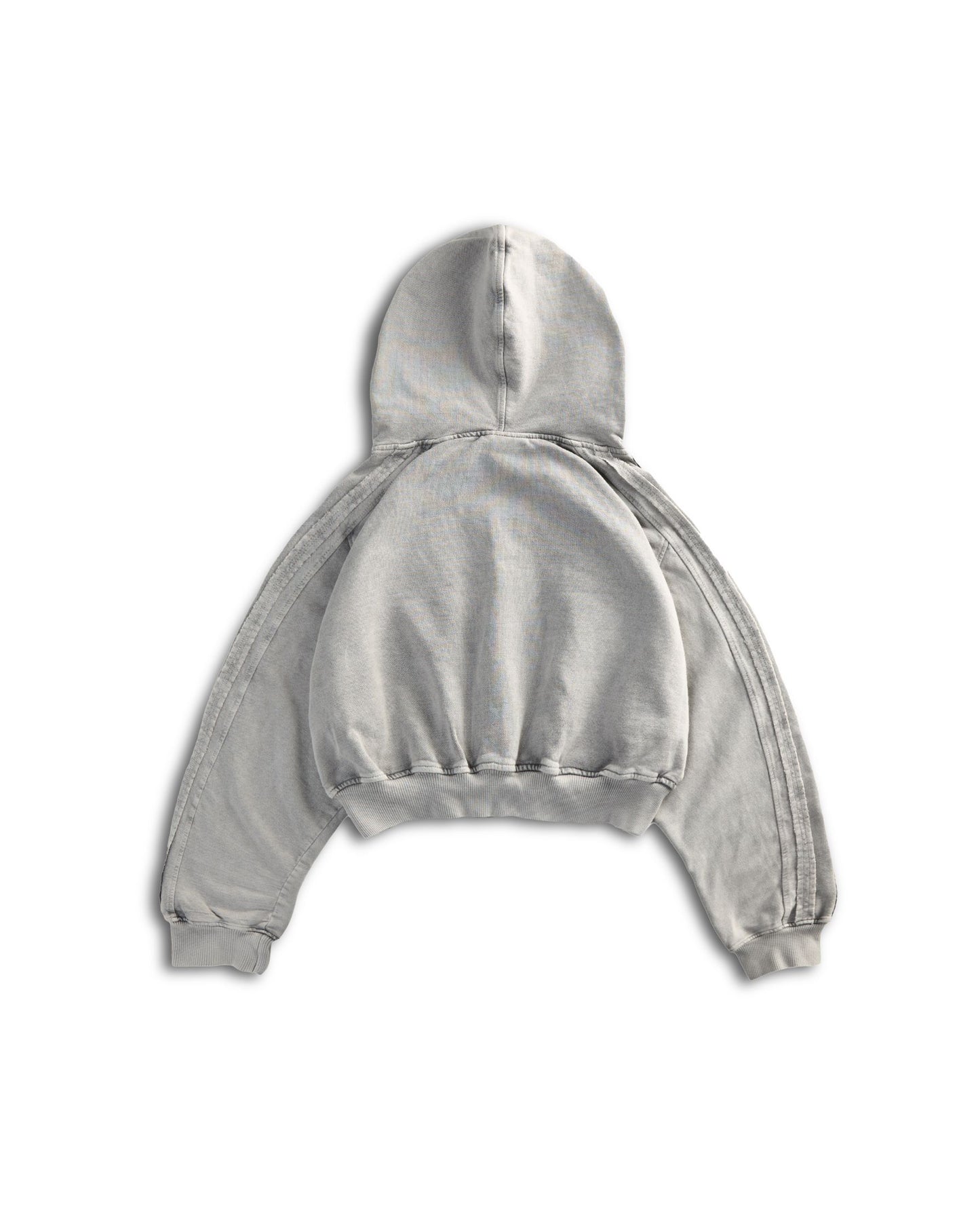 HDW3 - "FNOS" WASHED CROPTOP HOODIE - GREY