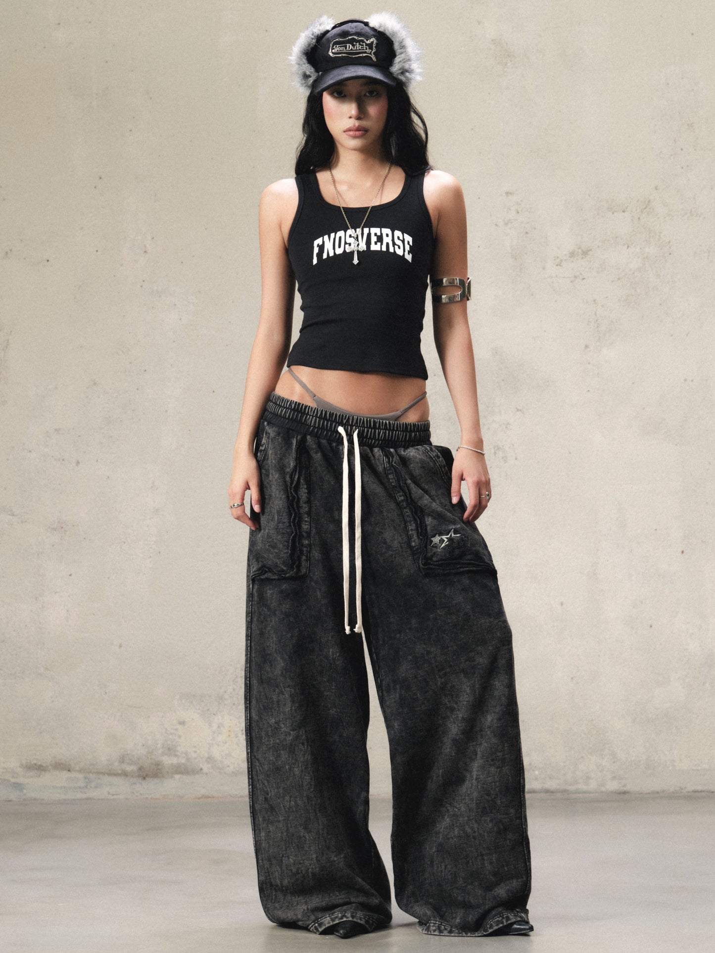 JGW3 - FNOS RÉVOLTE WASHED PANTS - WASHED BLACK