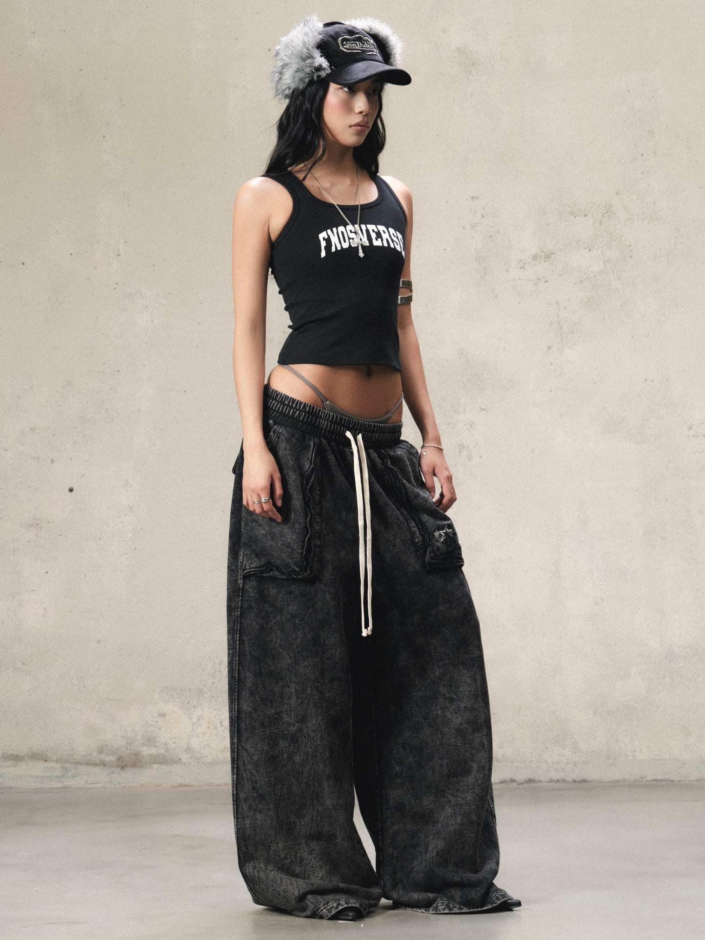 JGW3 - FNOS RÉVOLTE WASHED PANTS - WASHED BLACK