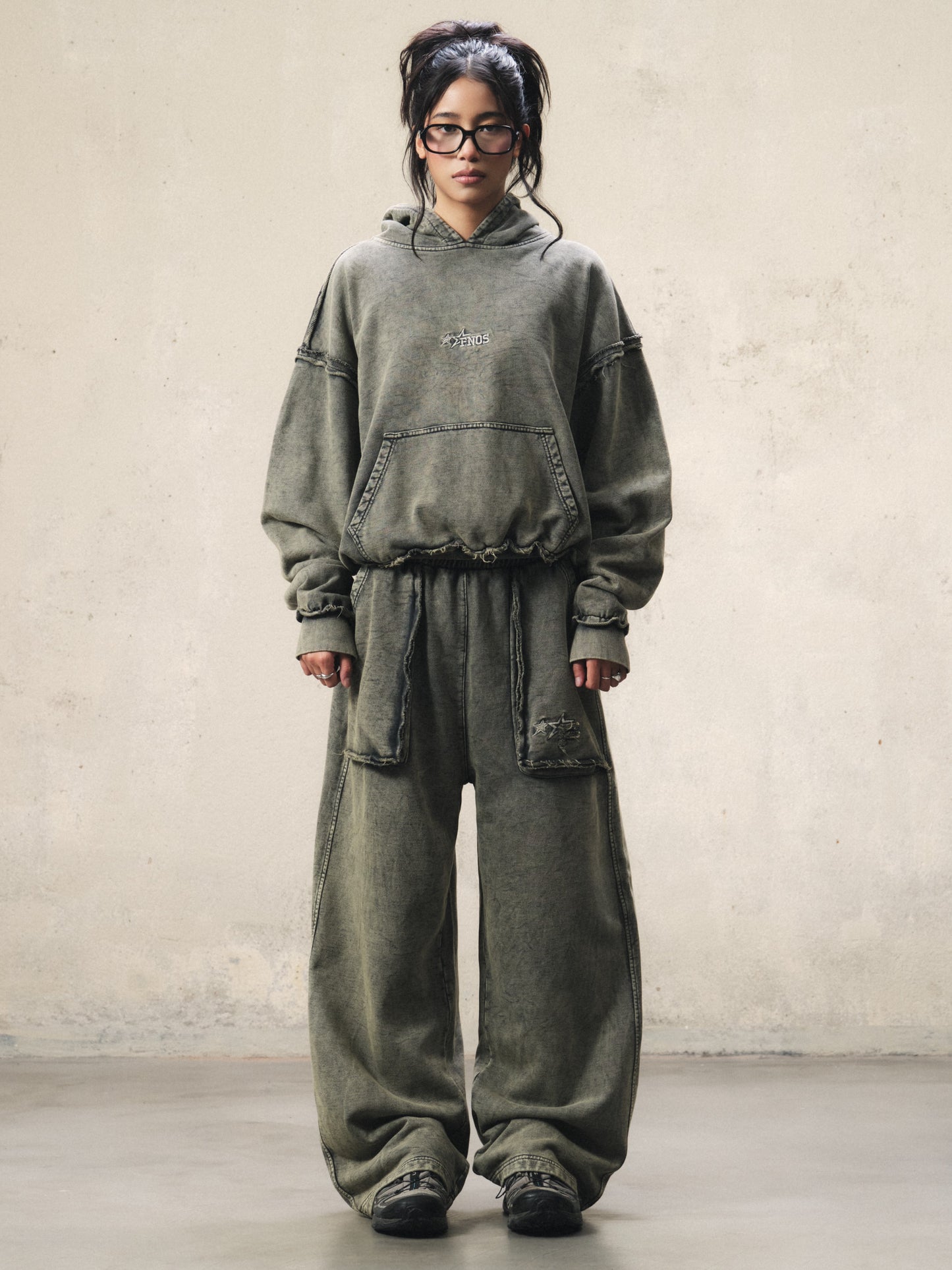 JGW4 - FNOS RÉVOLTE WASHED PANTS - WASHED OLIVE