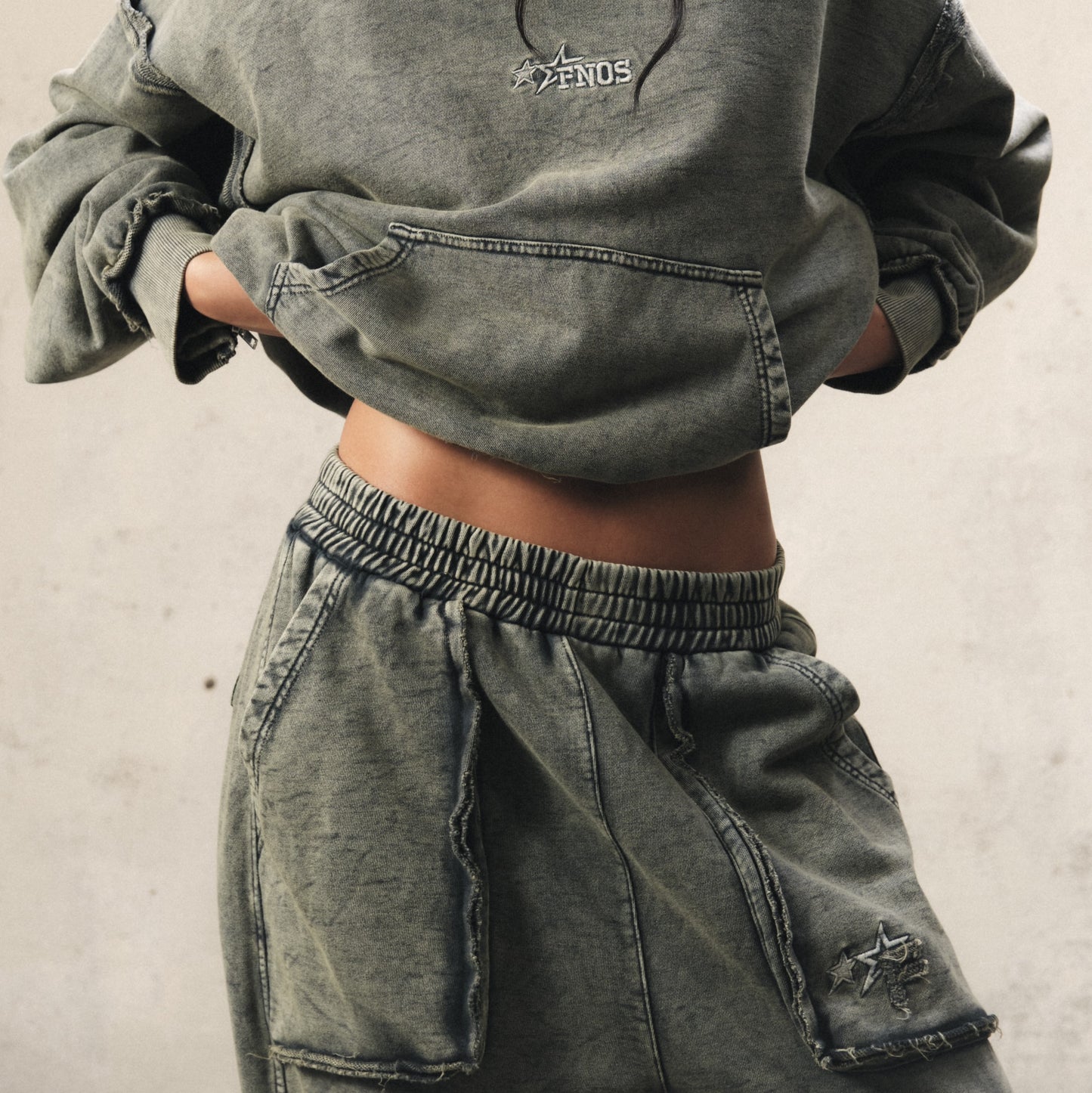 JGW4 - FNOS RÉVOLTE WASHED PANTS - WASHED OLIVE