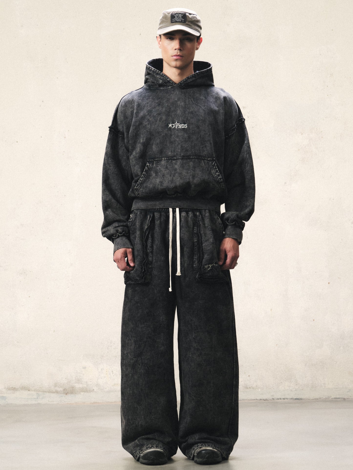 JGW3 - FNOS RÉVOLTE WASHED PANTS - WASHED BLACK