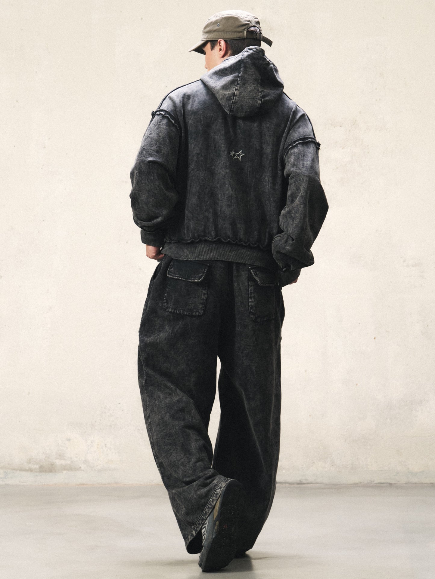 JGW3 - FNOS RÉVOLTE WASHED PANTS - WASHED BLACK