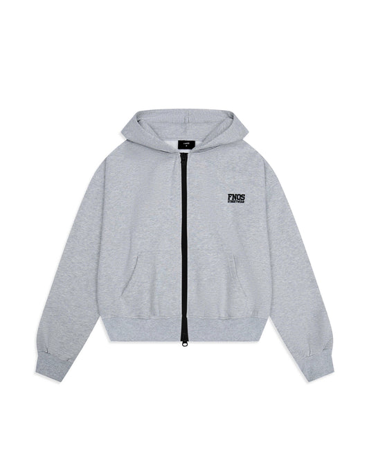 HD12 - BALANCE NUMBER DOUBLE ZIP HOODIE - LIGHT GRAY