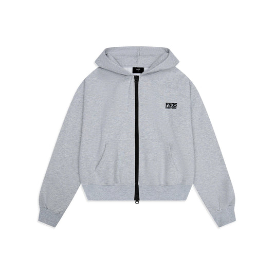 HD12 - BALANCE NUMBER DOUBLE ZIP HOODIE - LIGHT GRAY