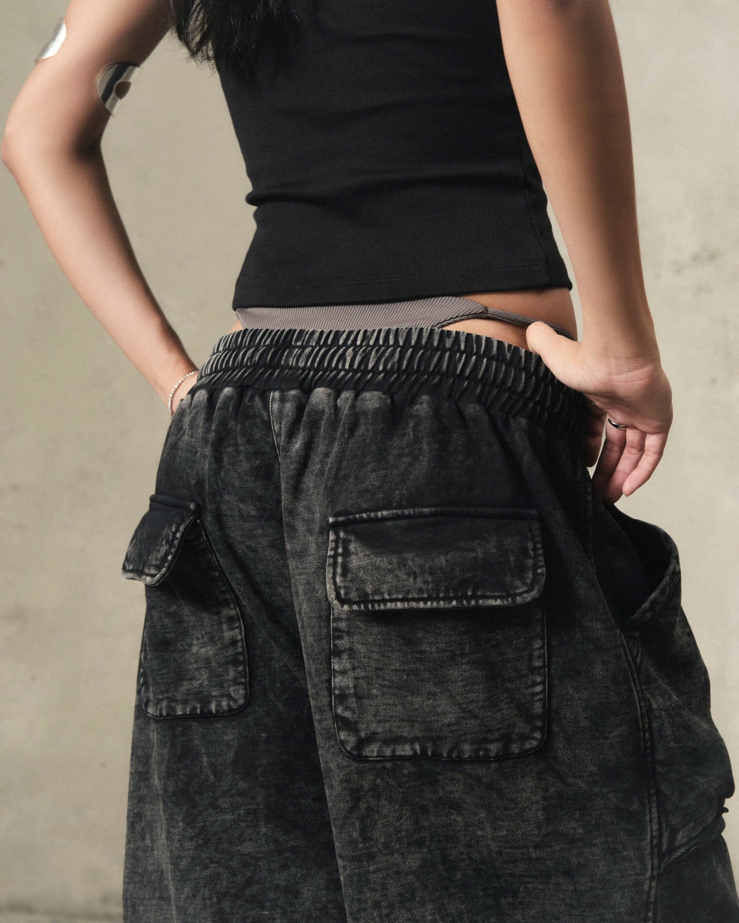 JGW3 - FNOS RÉVOLTE WASHED PANTS - WASHED BLACK