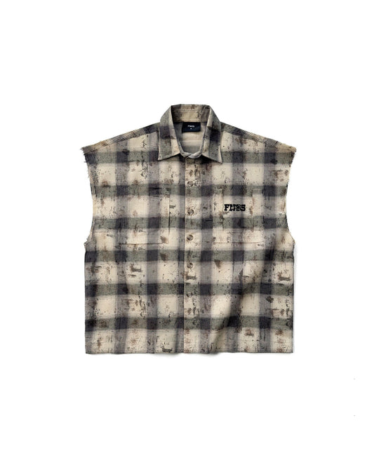 TBC5 - "FNOS" BAT CUT CARO SHIRT - BEIGE