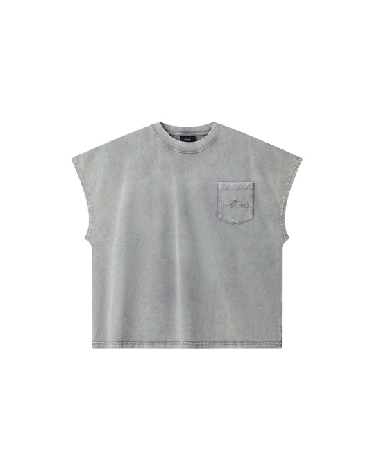 TBC4 - "FNOS" WASHED BAT CUT T-SHIRT - GRAY