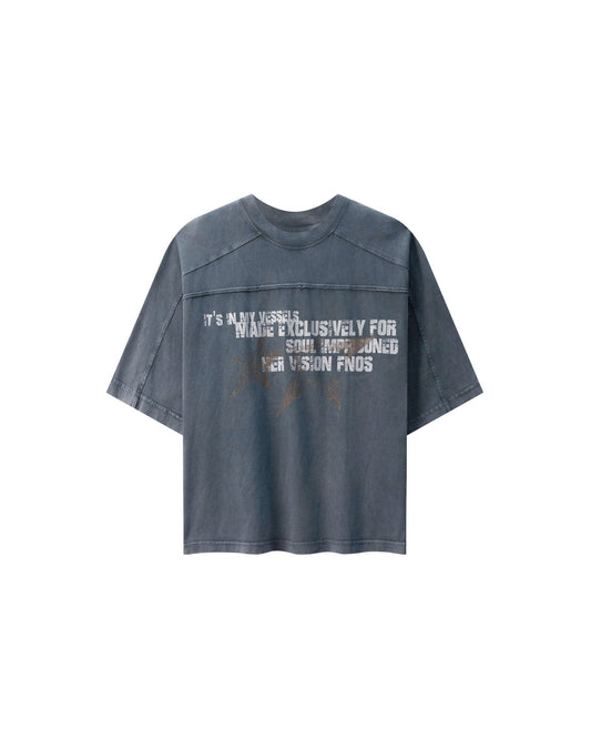 TWG32 - WASHED BOXY TEE WITH PRINTS AND PATTERNS - NAVY