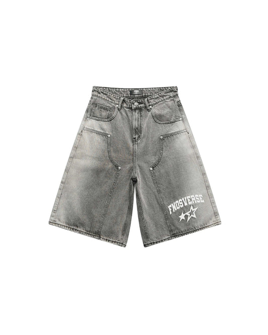 BSJ5 - "FNOSVERSE" BAGGY JORTS WASH - GREY