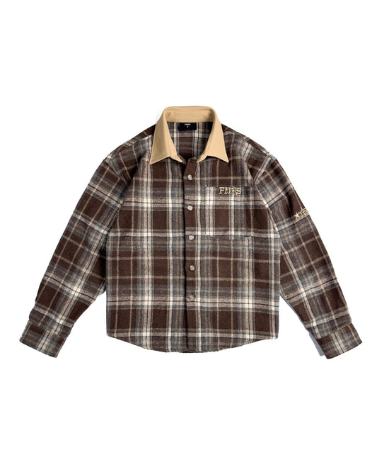 SH6 - "FNOS" FLANNEL CHECKED SHIRT - BROWN