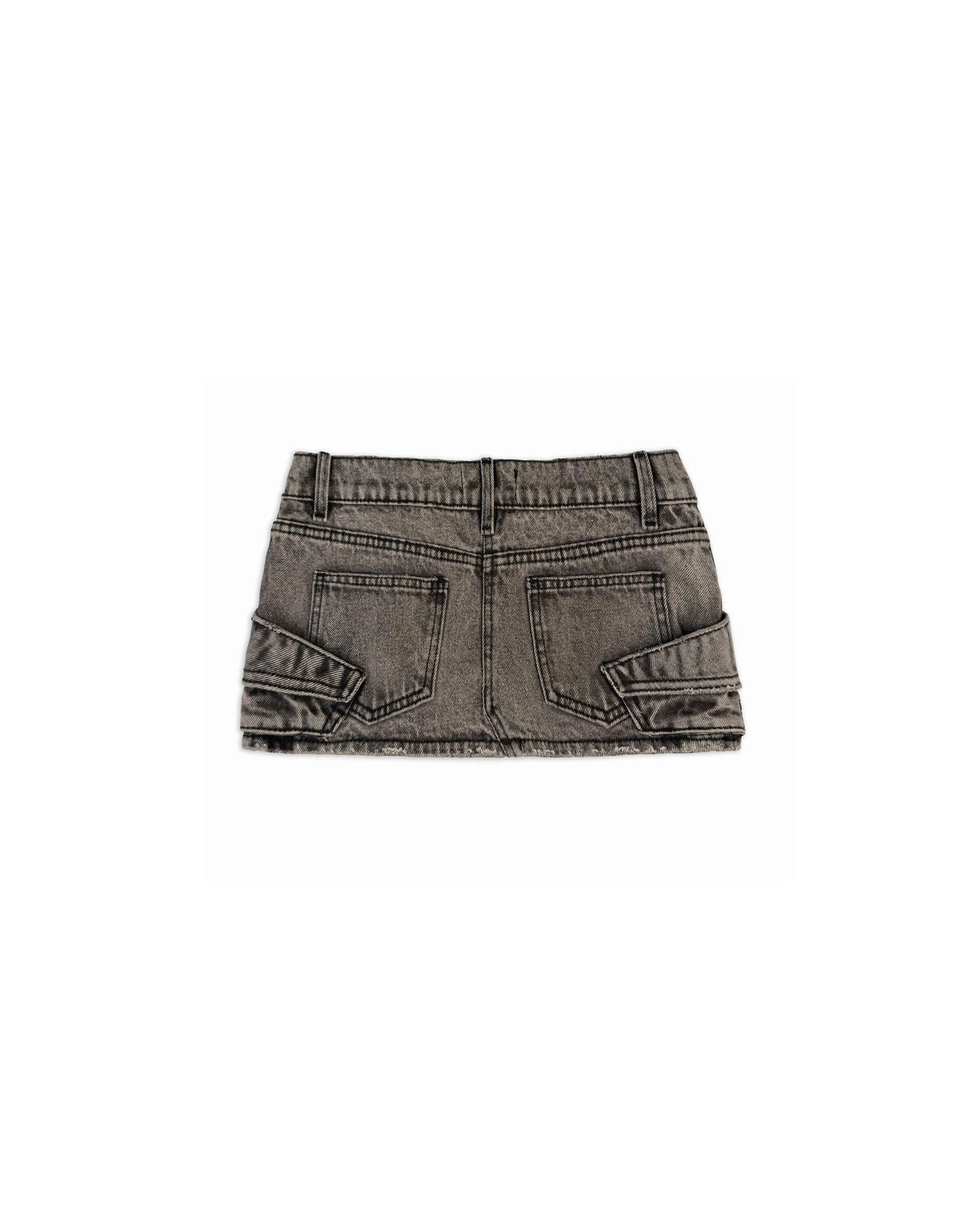 SKD2 - "FNOS" WASHED DENIM MINI SKIRT - GREY
