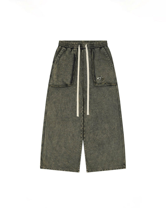 JGW4 - FNOS RÉVOLTE WASHED PANTS - WASHED OLIVE