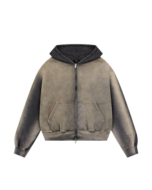 HD8 - 'INTROVERSE' DOUBLE ZIP HOODIE - WASHED SAND