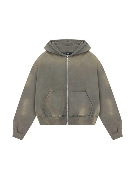HD9 - 'INTROVERSE' DOUBLE ZIP HOODIE - WASHED OLIVE