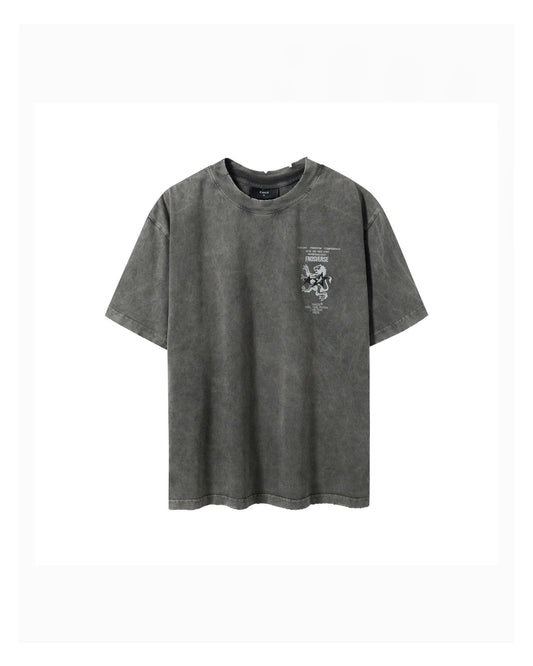 TWG33 - WASHED T-SHIRT WITH HORIZONTAL FLAG - GRAY